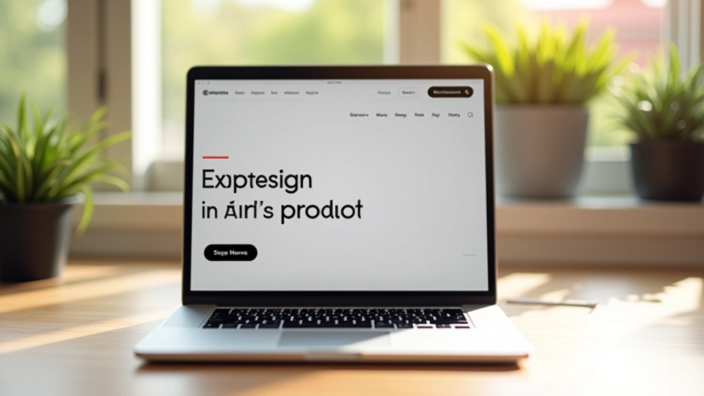 Computador portátil mostrando página web com tipografia moderna e limpa